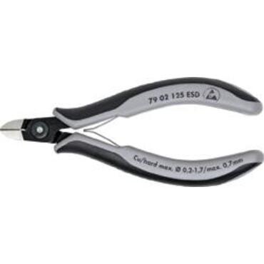 Electronics side cutting pliers with very small facet, round head type 79 02 125 ESD